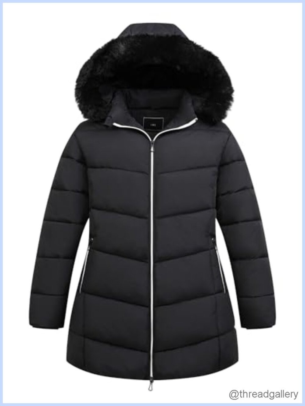 Plus Size Winter Down Alternative Coat Waterproof Removable Hood Quilted